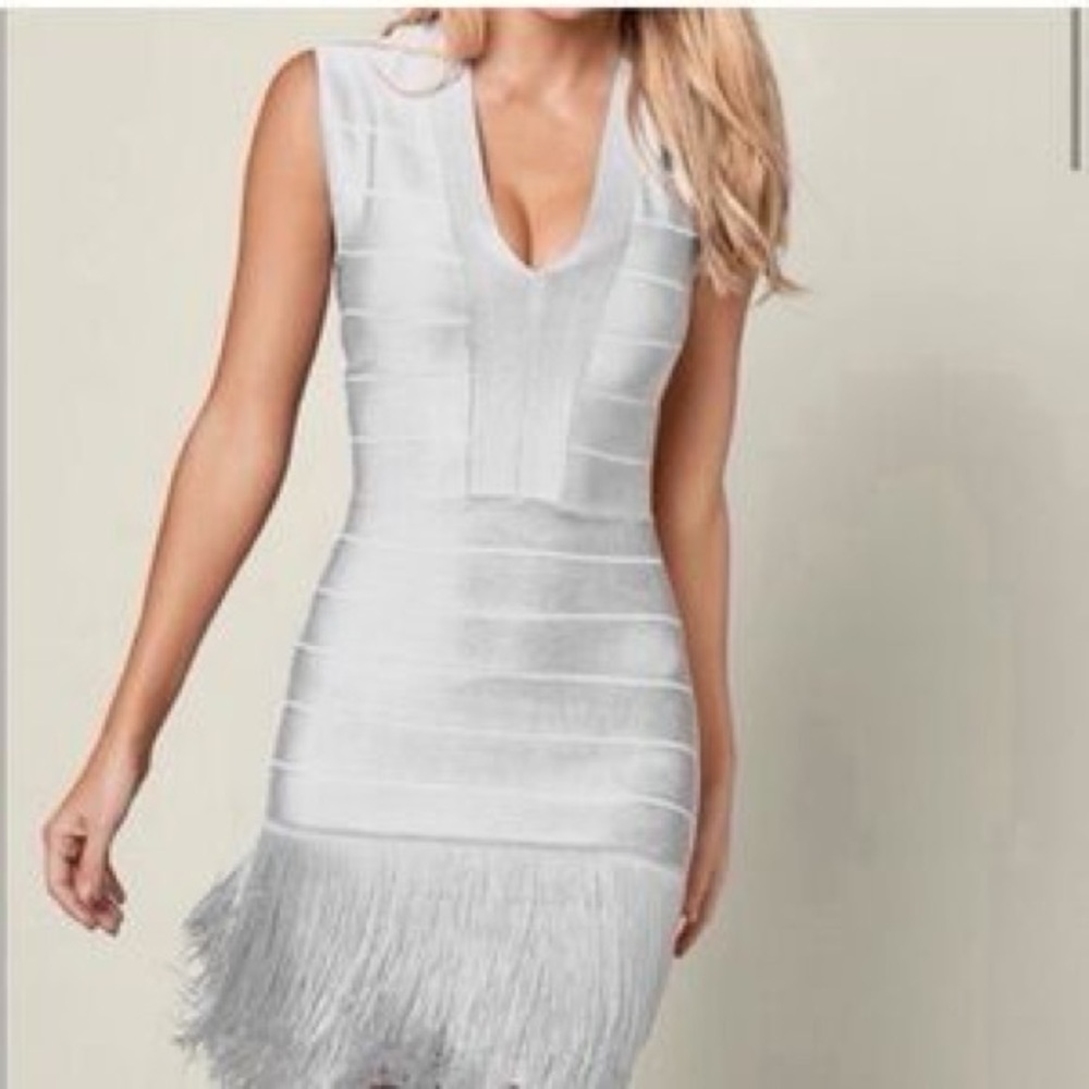 VENUS White Fringe Dress